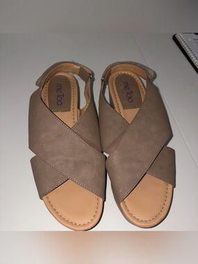 me too Taupe Crisscross Slingback Sandals for Women